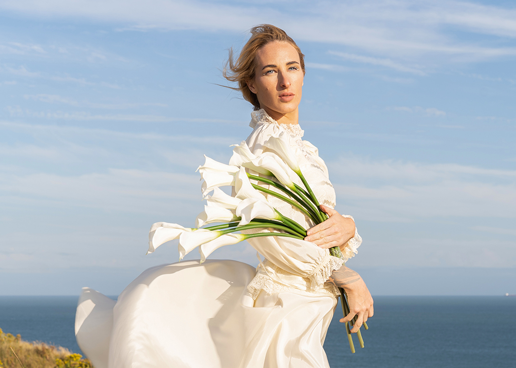 a bridal portrait in a vintage dress